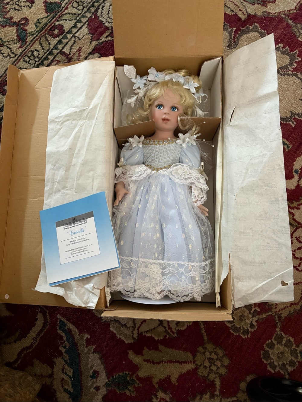 Ashton-Drake Galleries: “Cinderella” Porcelain Doll in Pale Blue Lace Dress
